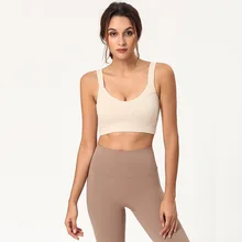 Для женщин спортивный бюстгальтер высокого Поддержка пуш-ап тренажерный зал, бег, бюстгальтер с подкладкой Фитнес топы с бретельками и виброустойчивый Беспроводной спортивный Спортивный бюстгальтер