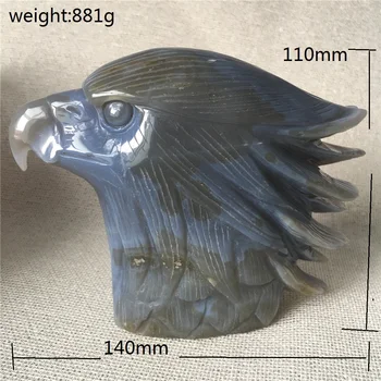 

Natural Blue agate quartz crystal carved eagle Good luck spiritual cultural belief collection Super energy totem
