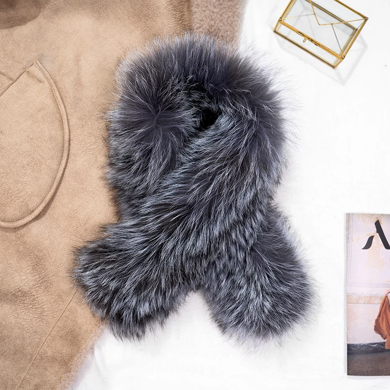 

New Winter Women Real Fox Fur Scarf With Rex Rabbit Fur Scarf Natural Soft Fox Fur Muffler Fox Shawl Collar Lady Warm Fur Scarvf
