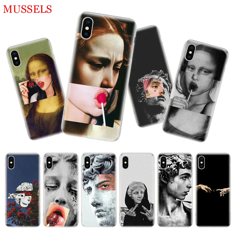 

Monalisa Confira Mais Collage Cover Phone Case For iPhone 7 6 X 8 6S Plus XS MAX XR 5S SE 10 Ten Art TPU Coque Capa Shell Cas