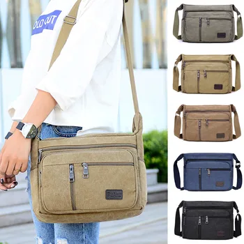 

Outdoor Leisure Retro Business Bag High Capacity Canvas Bag Simple Version Shoulder bag Diagonal Package bag For Men Men's Big