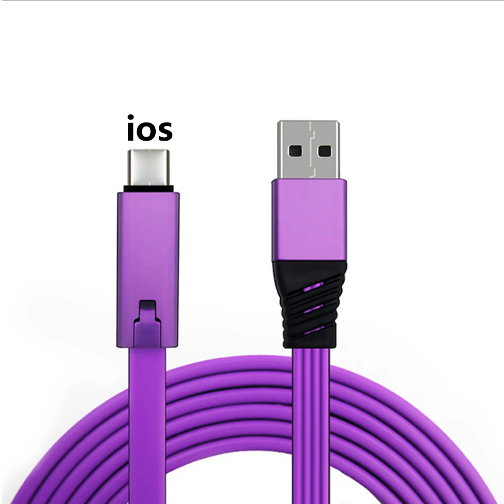Регулируемый USB кабель для IPhone TypeC Micro USB Can Repair Cable 1,5 m Repair and Recycle Renewable Charging Adapter Cable - Цвет: Purple for IPhone