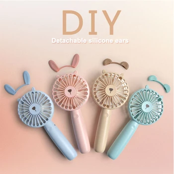 

Cute Cartoon Fan Portable Handheld With Rechargeable Built-in Battery USB Port Handy Air Cooling Mini Fan For Smart Home