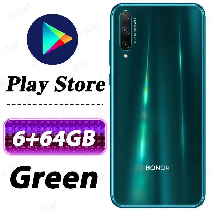 Мобильный телефон HONOR 20 lite, 6,3 дюймов, Kirin 710F, четыре ядра, разблокировка экрана, быстрая зарядка, Google play - Цвет: 6G 64G Green