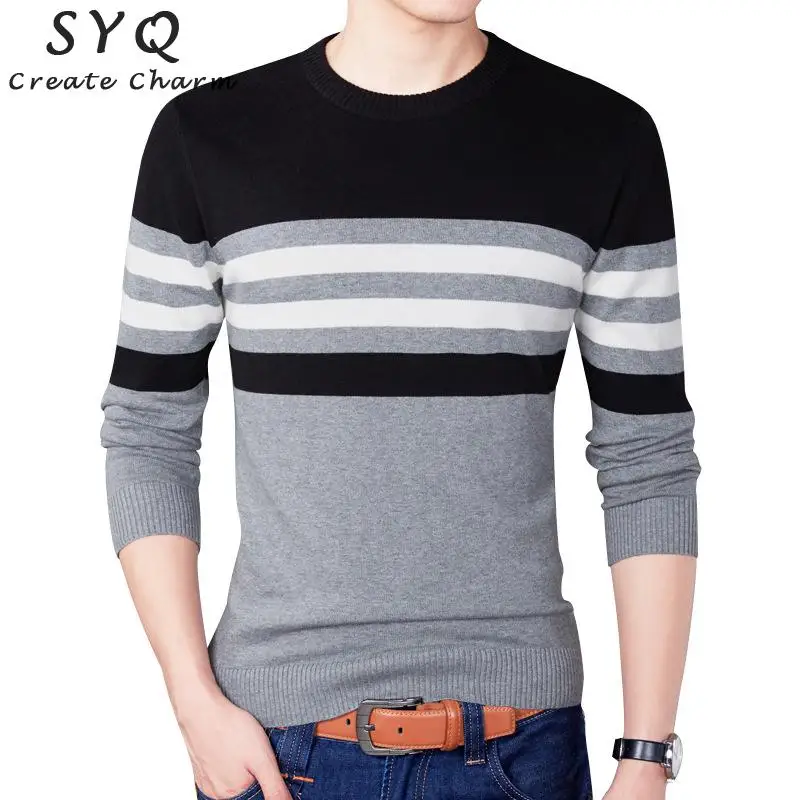 

Pullover Men Brand Clothing 2019 Autumn New Winter Cotton Wool Slim Fit Sweater Fashion Men Casual Striped Pull Jumper Men