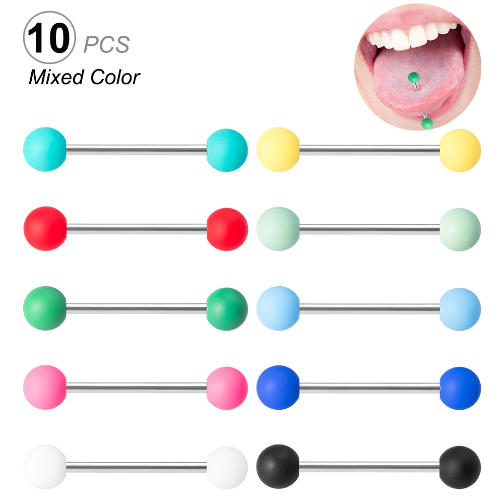 Piercings Jewelry Barbell Acrylic-Ball 14G Stainless-Steel Colorful Sexy 10PCS