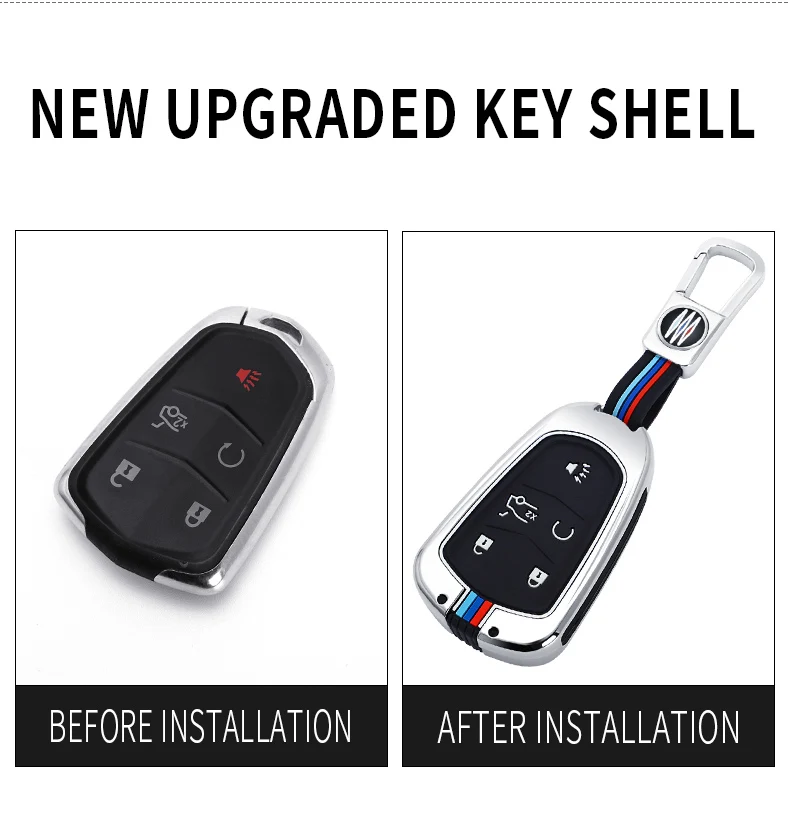Portachiavi in lega di zinco Cover Shell Holder per Cadillac CTS XTS SRX ATS 2015-2018 CT5 XT5 XT6 Remote Key Car Styling Car Key Case - H812fd05c14b44c4dad7e5381ef51aa70t