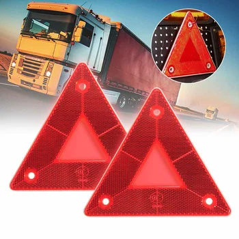 

2pcs Triangle Red Reflective Reflectors Car Emergency Breakdown Warning For Car Truck Van Trailers Caravans Lorry Bus