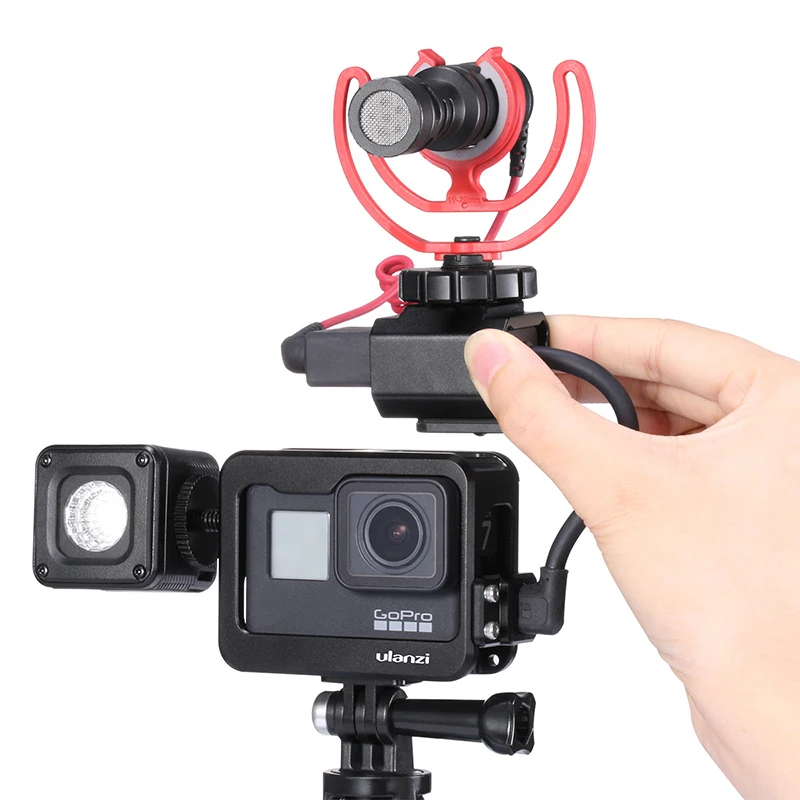 Чехол ULANZI V2 V3 Pro Vlog с металлической клеткой для Gopro 7 6 5 Vlogging, чехол с 52 мм фильтром для объектива, адаптер для микрофона, чехол для холодного башмака для микрофона