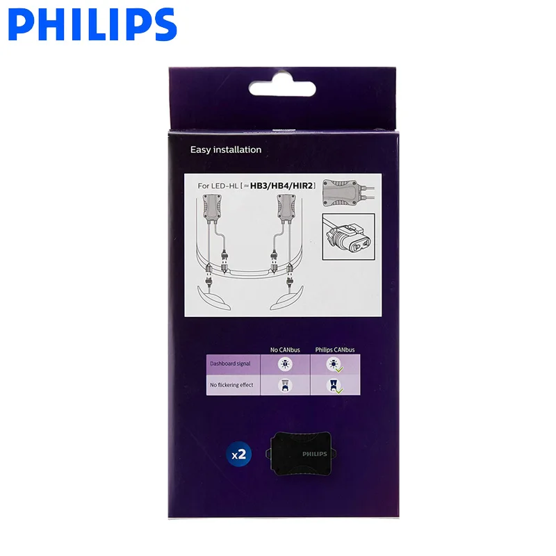 Philips 12V светодиодный адаптер Canbus 9005 9006 9012 HB3 HB4 H1R2 автомобилей головной светильник декодер Предупреждение компенсатор без мерцания 18956 C2, пара
