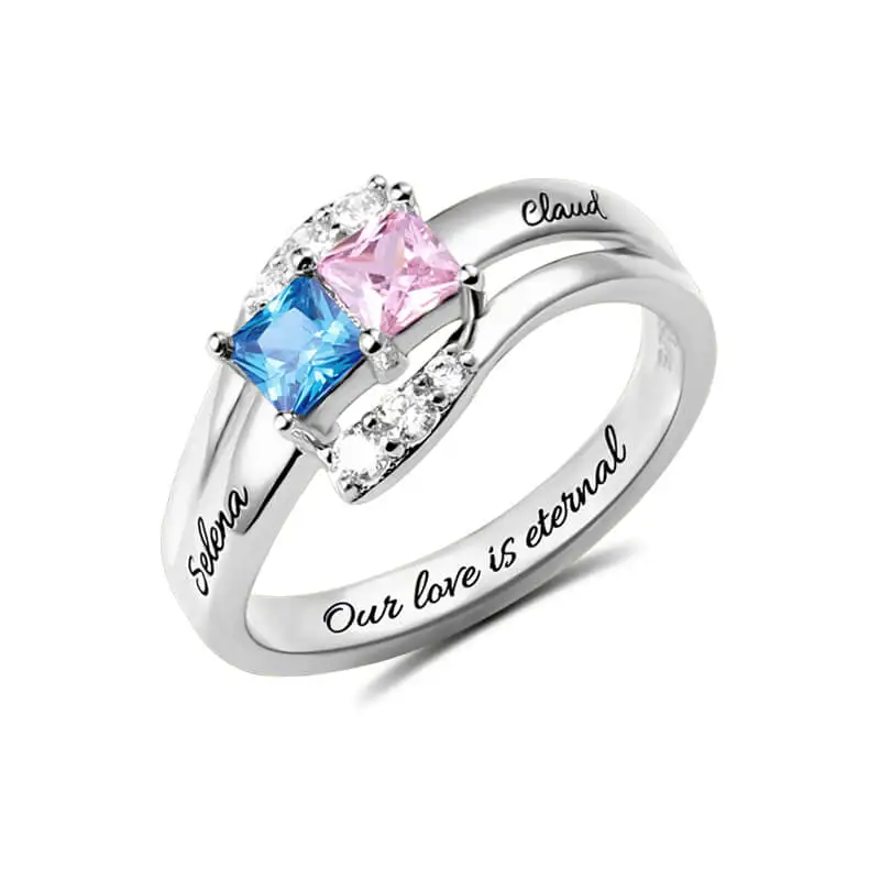 AILIN персонализированные камни по месяцу рождения кольца из стерлингового серебра для женщин на заказ выгравированное имя кольцо Уникальный Дизайн обручальные кольца для пар