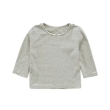 

2020 Autumn Baby T-Shirts Infant Girls All-match Bottoming Cotton T Shirt Black and White Striped Classic Bottoming Tops Clothes