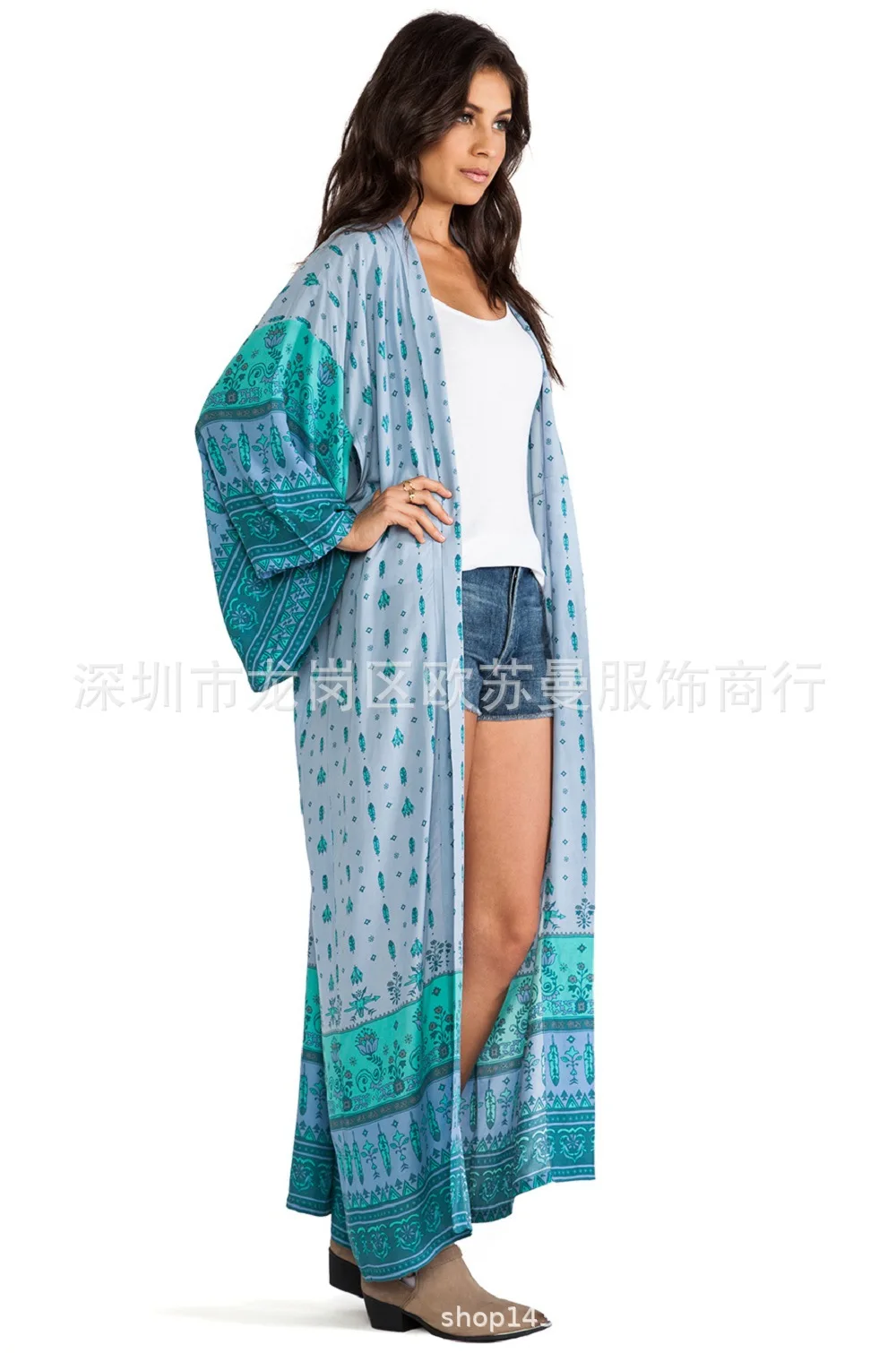 

Europe And America 2017 New Style WOMEN'S Dress Positioning Printed Mid-length Kimono Cardigan Sun-resistant Holiday Beach Cover