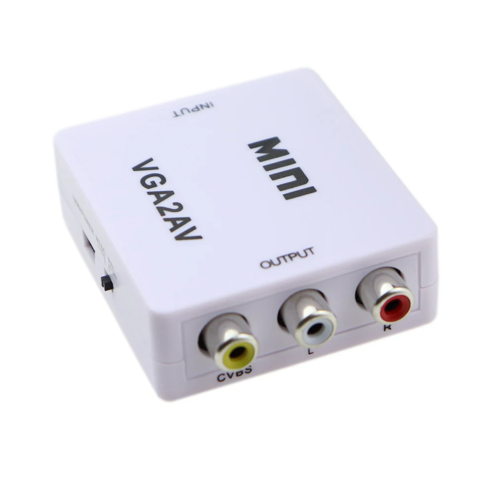  1080P VGA A TV RCA AV Adattatore Convertitore Video VGA2AV CVBS Switch Box con 3.5 millimetri di In