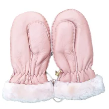 Зимние Детские перчатки из овечьей кожи; Лидер продаж; теплые перчатки на веревочной веревке для детей; перчатки для маленьких мальчиков и девочек