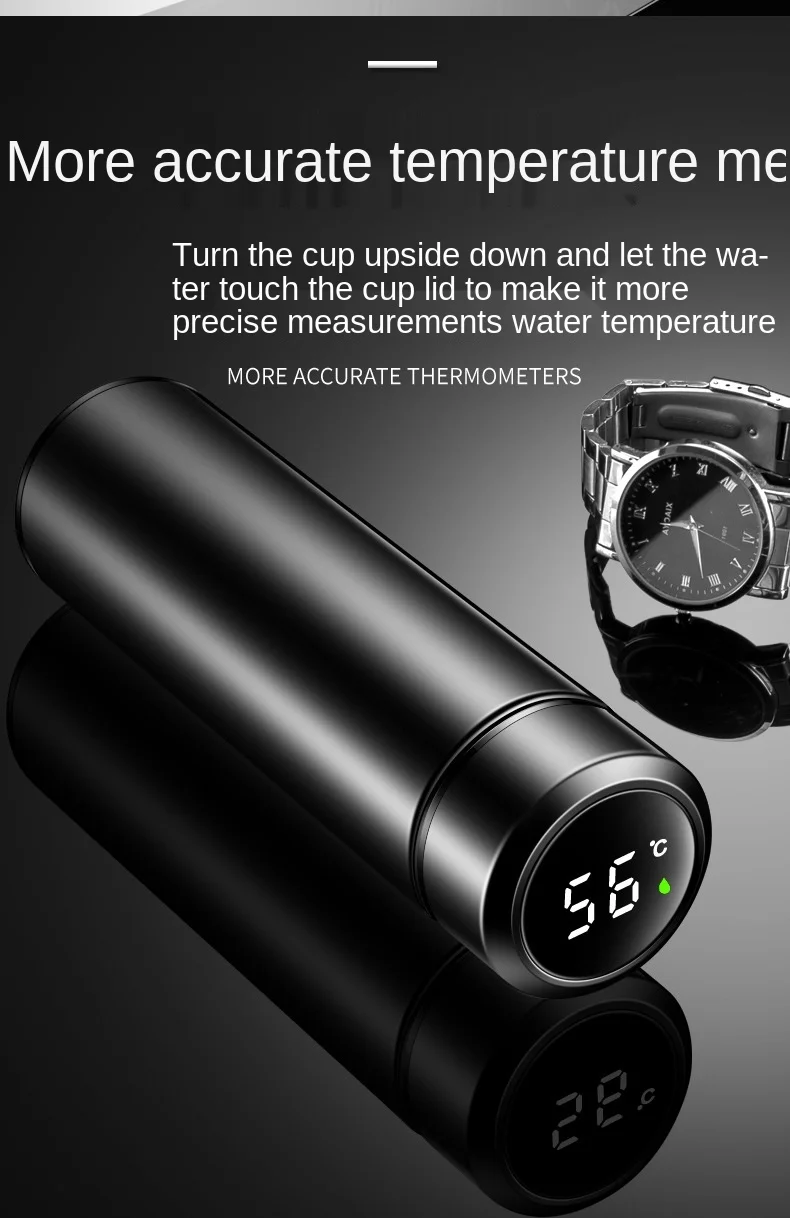 Thermal Mug Thermal Water Bottle Stainless Steel Water Bottle 500ML Smart Insulation Cup with Led Digital Temperature Display
