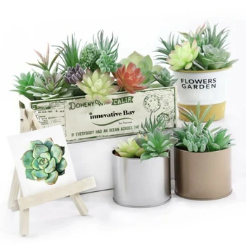 

11PCS Set Artificial Succulent Plants Faux Assorted Unpotted Desk Top Home Garden Decoration High Quality