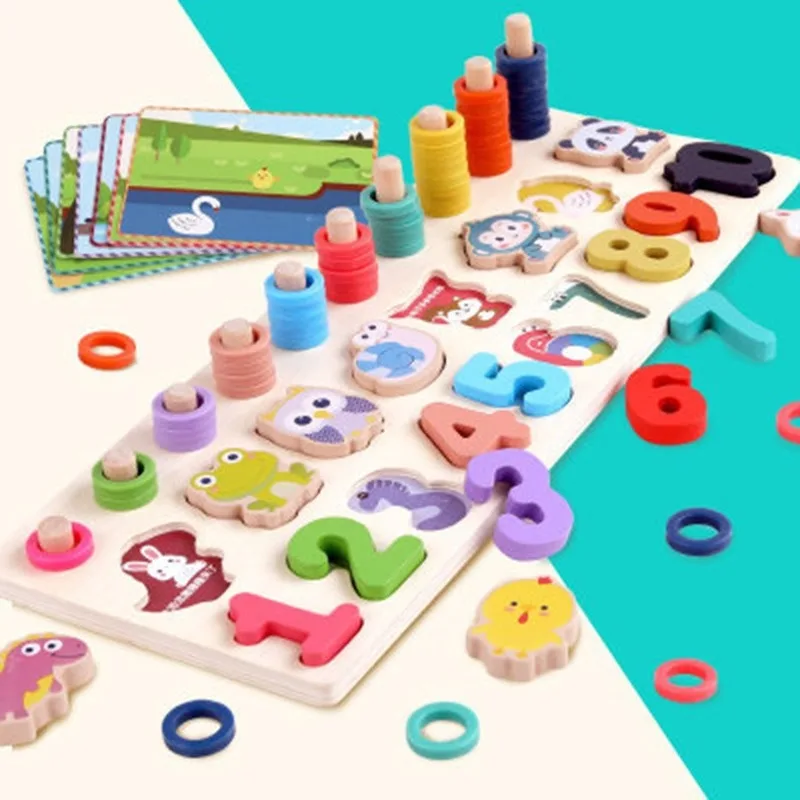 

Wooden Toys Cartoon Animal Logarithmic Board Digital Addition and Subtraction Fancy Toy Intelligence Development Wooden Puzzle