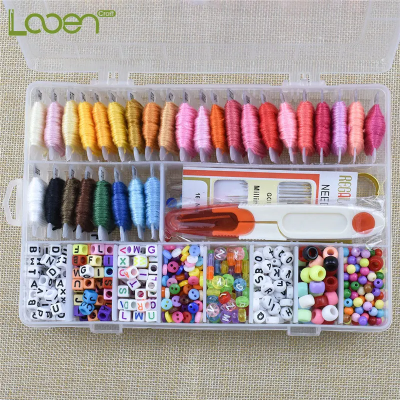 Looen 30 цветов вышивка нитью с коробкой для хранения Набор для вышивки крестиком DIY бусины браслеты Набор для начинающих Швейные аксессуары