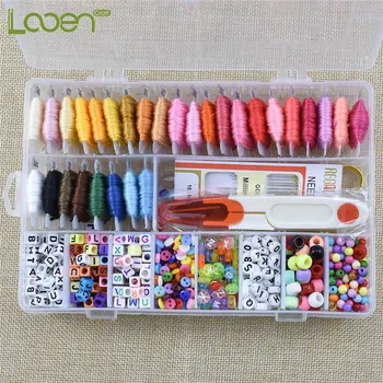 

Looen 30 Colors Embroidery Floss With Storage Box Cross Stitch Kit DIY Beads Bracelets String Kit For Beginner Sewing Accessory