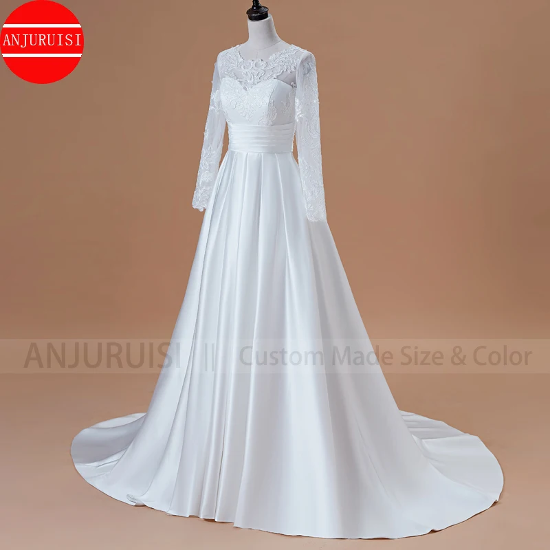 Элегантная одежда с длинным рукавом свадебное платье 2020 Vestidos De Novia круглым