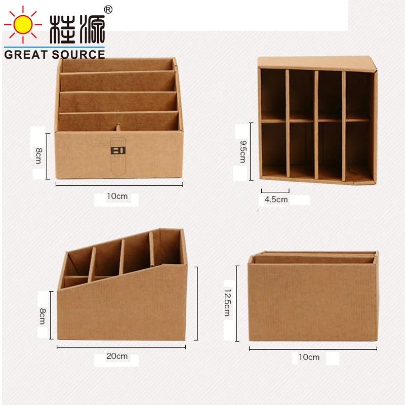 Makeasy 접이식 스토리지 사다리꼴 홈 데스크 탑 주최자 8 그리드 원격 모바일 홀더 골판지 스토리지(8PCS)