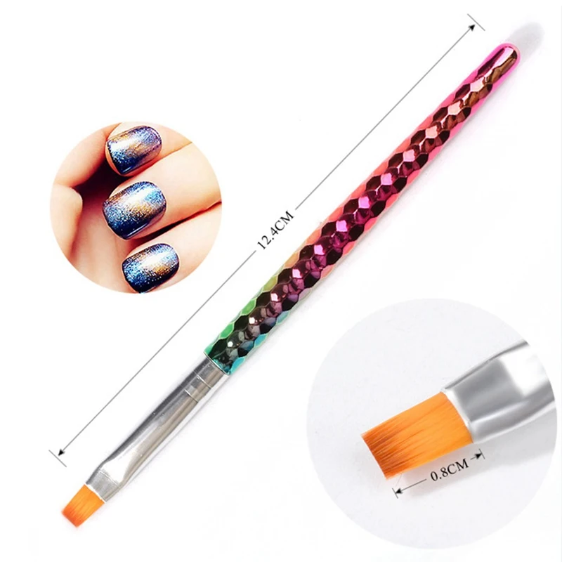 1Pcs Rainbow Fish Tail Mermaid Nail Art Brush Silicone Dotting Sculpture Pen Hollow Carving Emboss Shaping Acrylic Gel Tips Tool