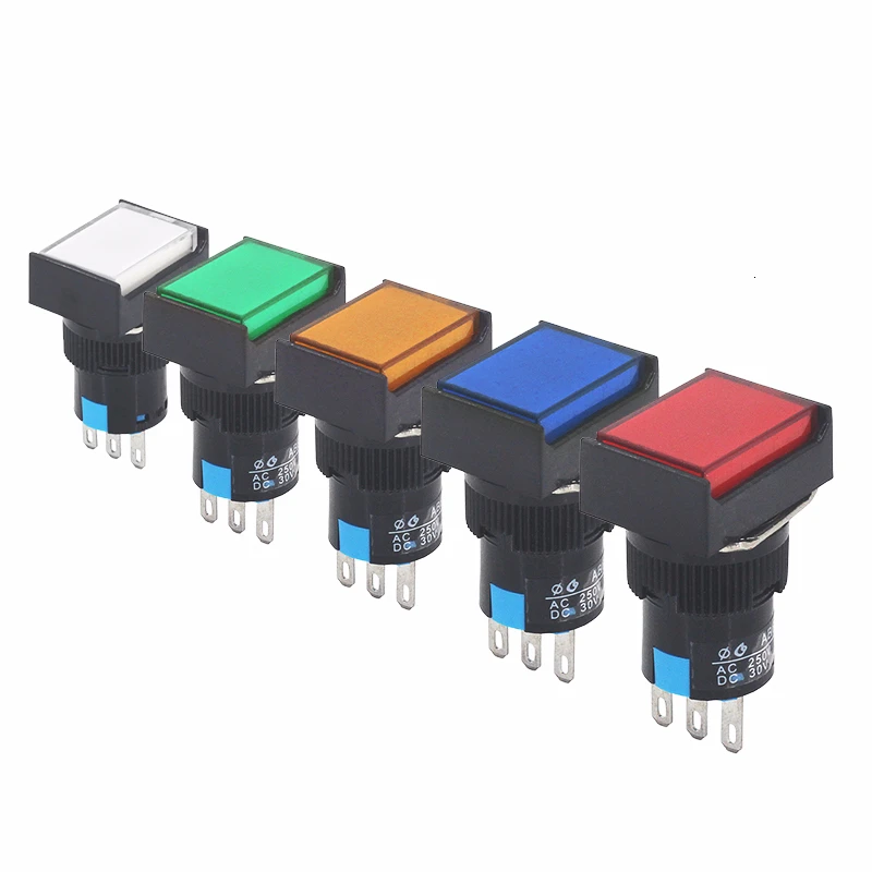 

20pcs 16mm 3pin Momentary Maintained Rectangular Push Button Switch