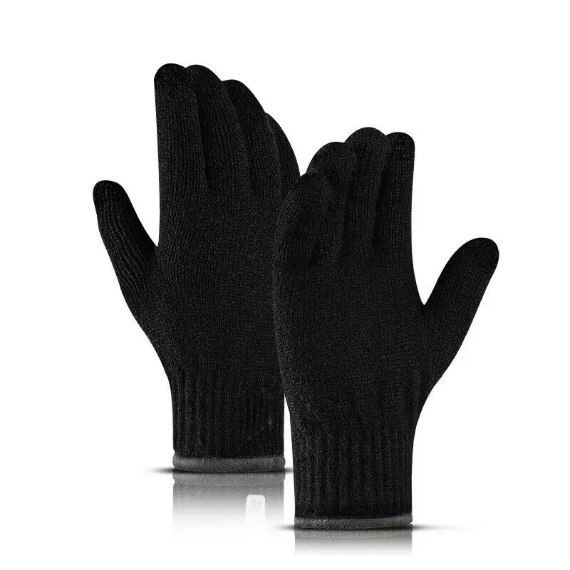 Новые модные мужские зимние теплые ветрозащитные вязаные противоскользящие теплые перчатки для сенсорного экрана черные Синие Серые