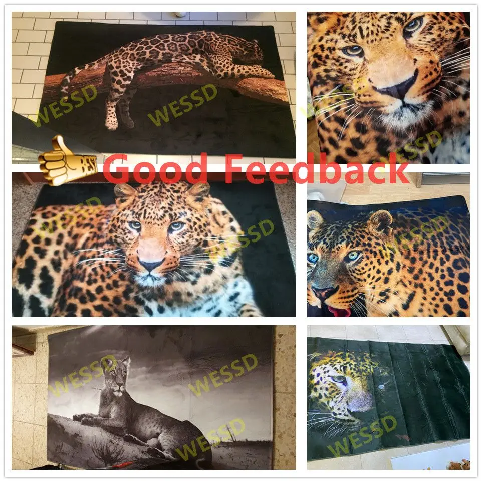 Fashion Leopard Pattern Carpet On The Floor 3D Animal Printed Big Carpet Living Room Soft Sponge Bathroom Mat Absorb Anti-slip