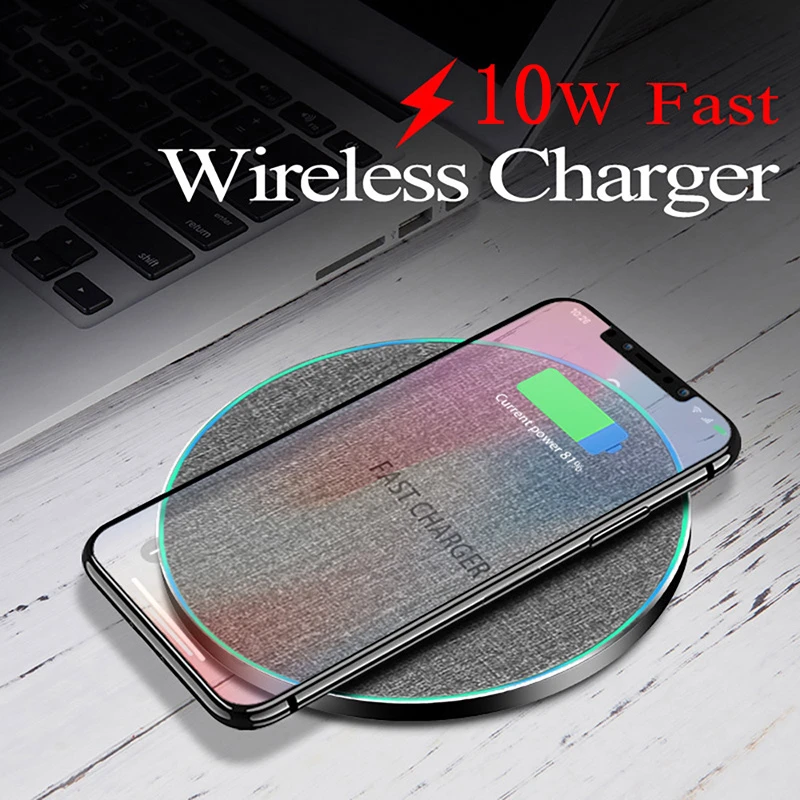 Qi 10w Wireless Charger Pad Fabric Cargador Inalambrico For Samsung S10 Plus A70 A50 Iphone 11 Pro Xs Wirless Chargeur Sans Fil Wireless Chargers Aliexpress aliexpress
