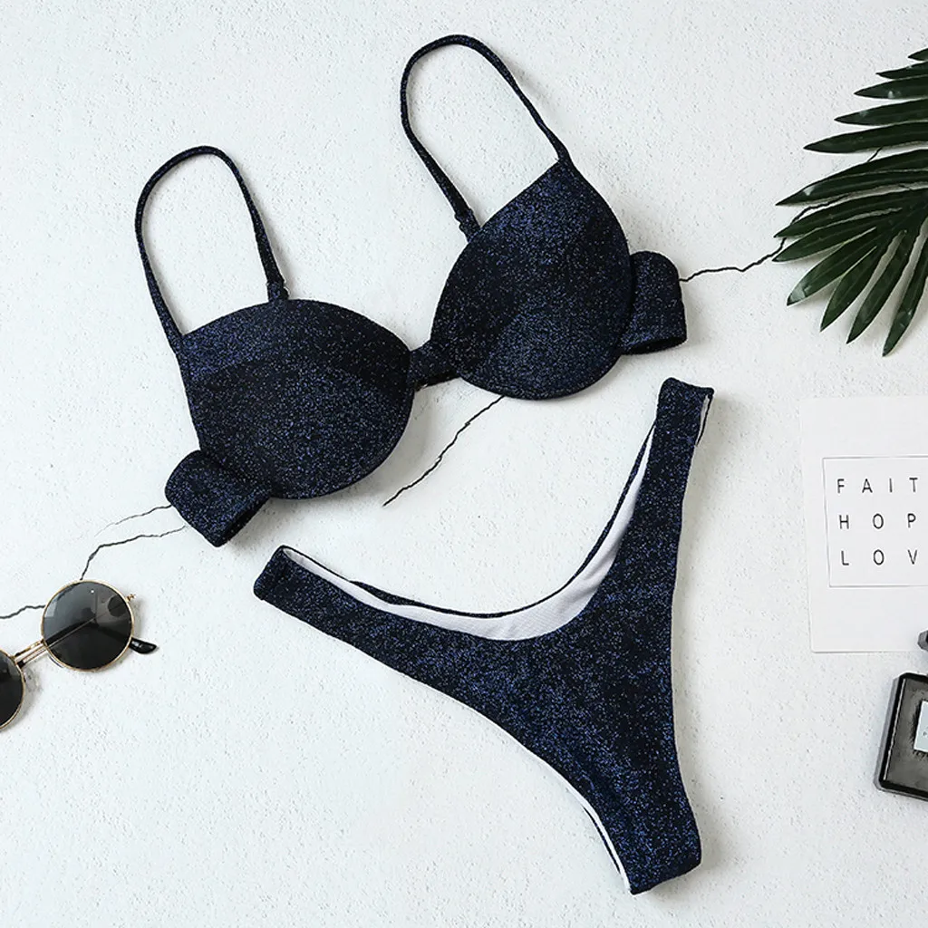 

Solid Underwire Push Up Padded Bikini Set Sexy Thong Bikini Swimwear Women Swimsuit Beach Biquinis Feminino Maillot De Bain Mayo