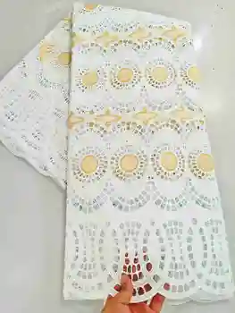 

New Gold White Swiss Voile Lace In Switzerland 2020 High Quality African Nigerian Dry Lace Fabrics For Women Wedding Party Dress