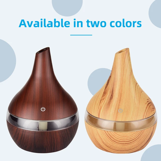 Air Humidifier Electric Aroma Wood Grain Oil Mist Maker LED 5