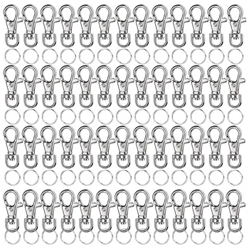 

160PCS Metal Swivel Clasp Lanyard Snap Hook with Key Ring for Lanyard, Key, Charm, Jewelry, Art Crafts