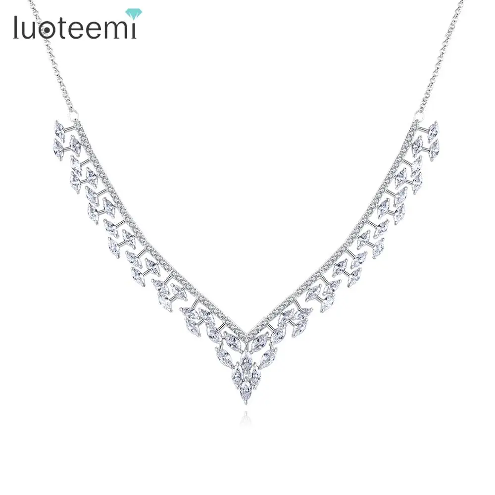LUOTEEMI новый дизайн CZ кулон ожерелья для женщин ювелирное изделие помолвки свадьбы