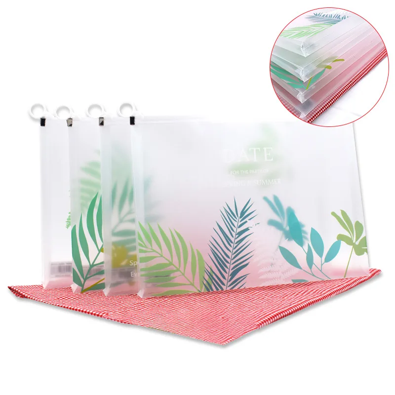 

Activity Transparent Dull Polish A4 Rings Zippered File Bag Large Capacity Edge Sliding Bag Stereo Waterproof Pencil Case Custom