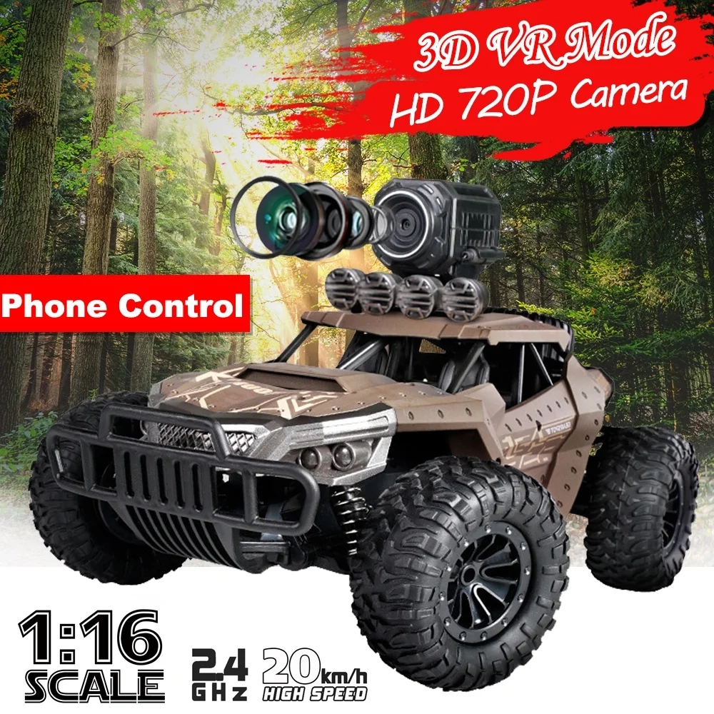 Voucher  High Speed 1:16 Radio Remote Control Rc Car with Wifi 720p HD Camera 2.4GHz Off-road Buggy Vehicles