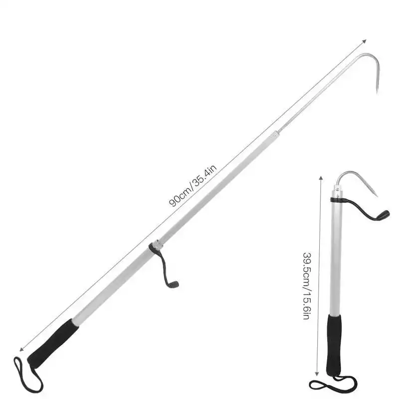 60/90/120cm Sea Telescopic Fishing Gaff Aluminum Alloy Spear Hook Fish  Tackle Outdoor Fishing Tool 3 Type Size