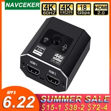 Navceker HDMI Splitter 4K Switch HDMI per PS5 adattatore bidirezionale 1x 2/2x1 Switcher HDMI 2 in 1 out per PS4 TV Box Switch HDMI