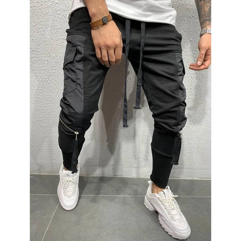 Mens Pants Fashions Men 2019 New Fashion Stitching Men's Casual Pants Elastic Mens Sweat Pants Men Clothing