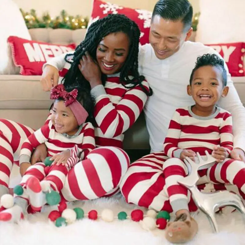 Рождественский пижамный комплект с Сантой для всей семьи, одежда для сна для мамы, папы и детей Рождественская одежда для сна, топы+ штаны, комплекты одежды из 2 предметов