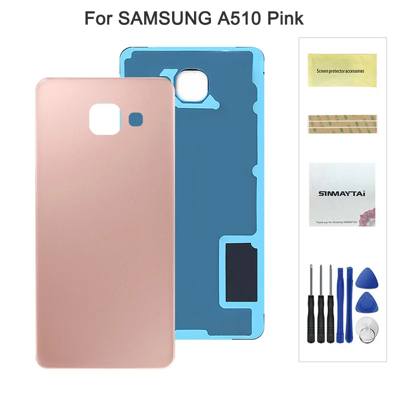 A510 Pink Задняя Батарея сзади Стекло чехол для Samsung Galaxy A3 A5 A7 A310 A510 A710 A9 Pro A910 Батарея чехол наклейка для корпуса - Color: A510 Pink