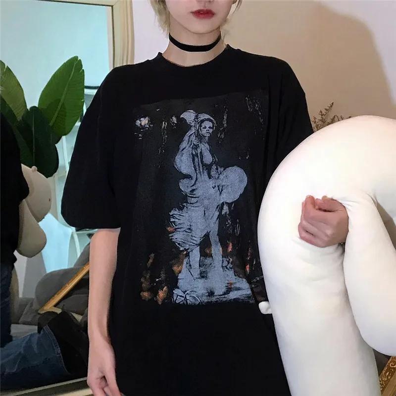 Lychee Harajuku хит цвет вырез лодочкой женские футболки свободные женские футболки с принтом персонажа женские футболки