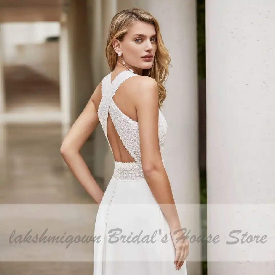 Lakshmigown Classic Boho Lace Wedding Jumpsuit Receipt Gowns 2020 Hochzeit Women Elegant Satin Beach Wedding Dresses Sleeveless Wedding Dresses Aliexpress