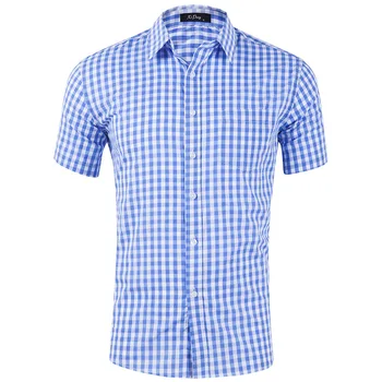 

Casual Shirt Men High Quality Mens Dress Shirts Solid lattice Slim Fit Short Sleeve Men's Shirt 2020 Spring Summer New