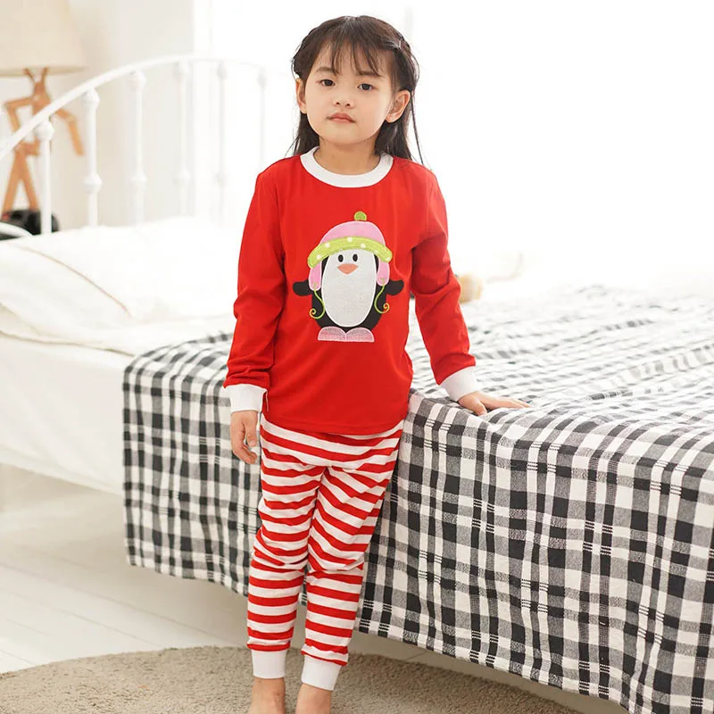 Pettigirl/комплекты рождественской вечеринки с оленем для девочек; красные Топы+ полосатые штаны; повседневная одежда; детские пижамы; детская одежда; HCS41111-03