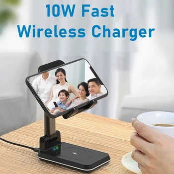 

2 In 1 LED Indicator Home Desktop Cell Phone Stand Adjustable Angle Universal Office Wireless Charger Portable Multifunctional