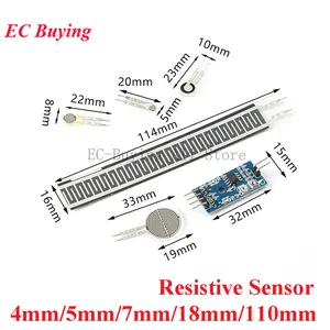 Резистивный тонкопленочный датчик давления, гибкий силовой чувствительный резистор, модуль преобразователя тензодатчика 4/5/7/18/110 мм для Arduino