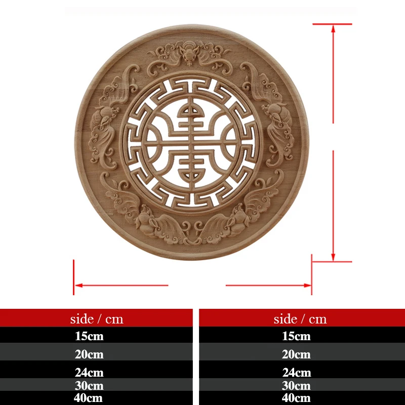 Round Wood Carving Wood Decal Carving Lines Applique Rose Rubber Home Decoration Accessories Cabinet ornament crafts miniature figurines wooden figurine crafts resin crafts glass fruit pendants